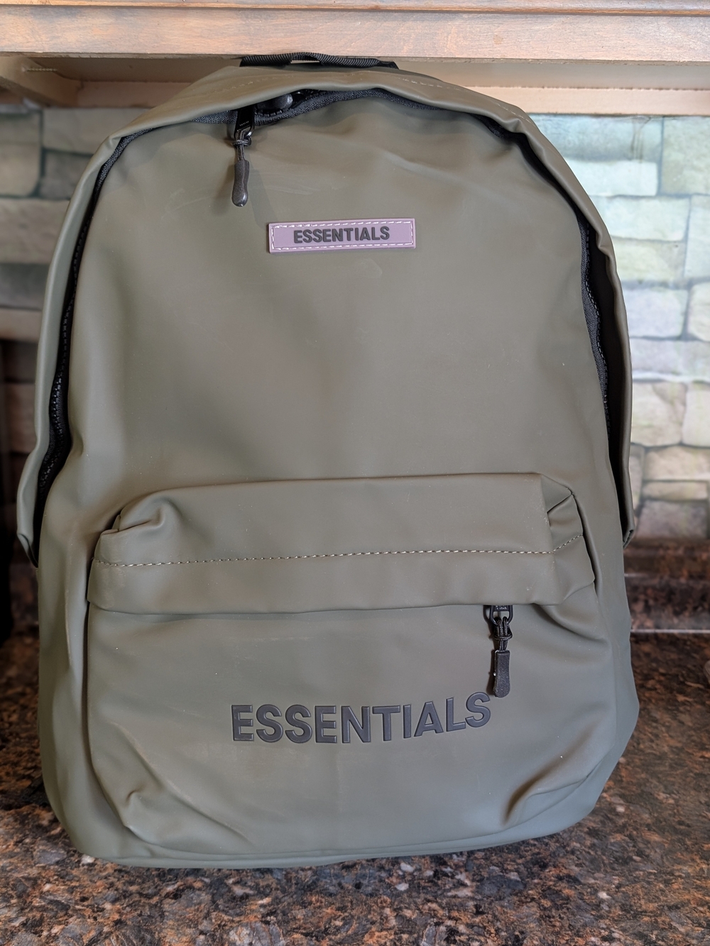 Essentials Olive Green Backpack with Front Pocket